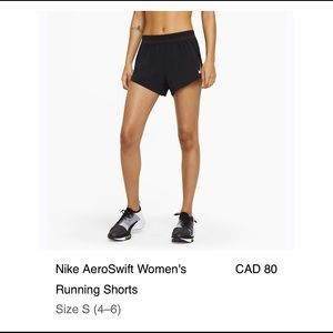 Nike aeroswift running shorts, black, size small